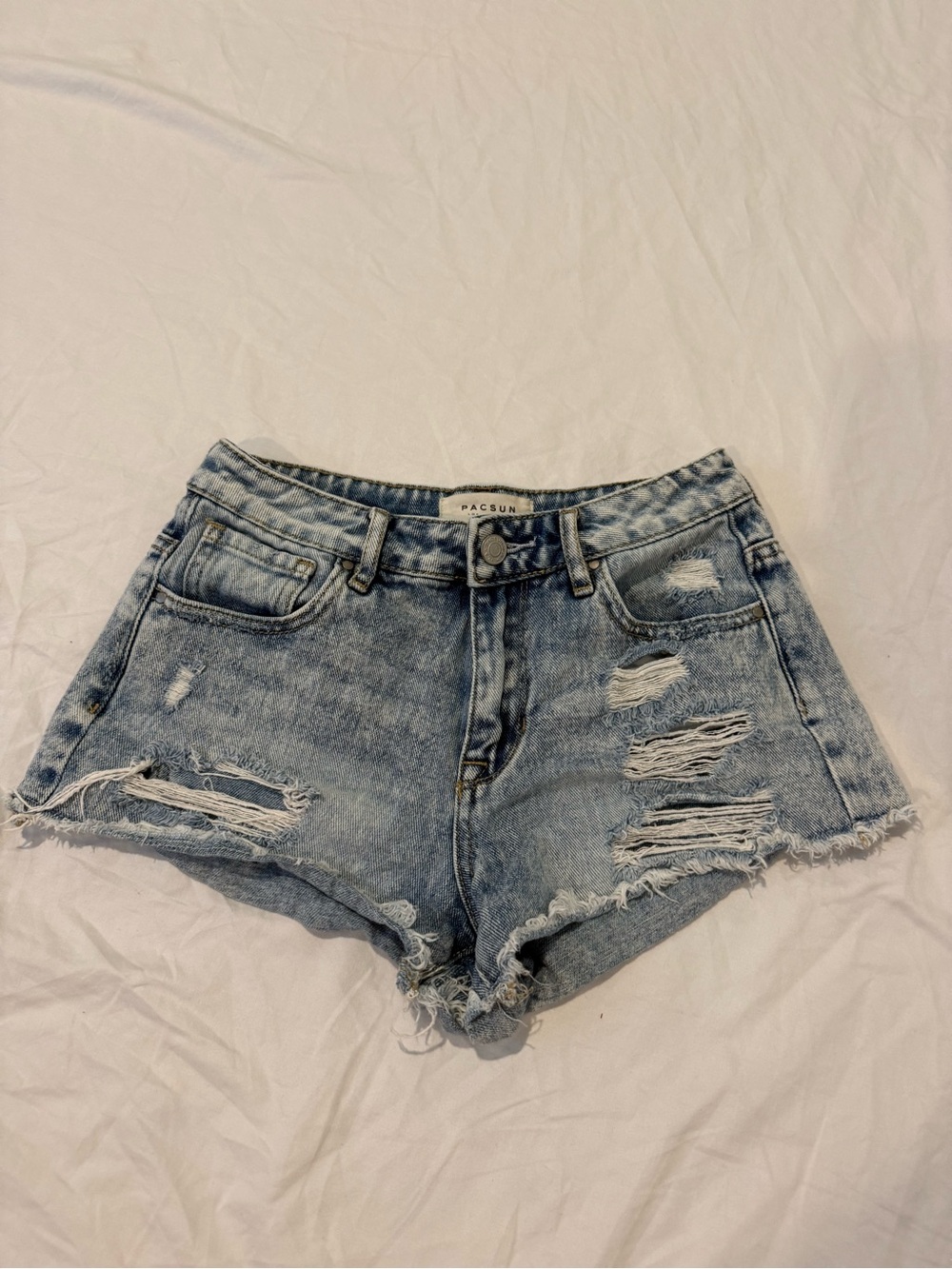 PacSun Faded Blue Distressed Denim Jean Shorts